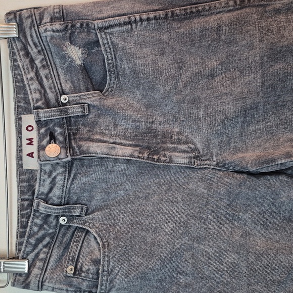 Anthropologie AMO Chloe Crop Jeans Opal Straight Leg High Waisted Acid Wash - Picture 7 of 11